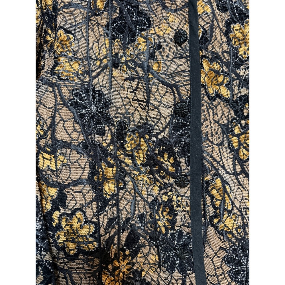 Vtg Whimsigoth Floral Lace Jacket Women Small Mob Wife Goth Glam Metallic Ornate - Picture 4 of 7
